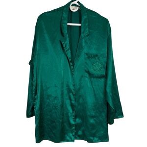 Vintage Victoria’s Secret Gold Label Emerald Green Satin Oversized Sleep Shirt